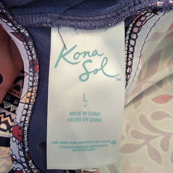 Kona Sol Bandana Tie Mandala Swim Top Halterneck Sz L Y2K Style Biker Chick - Picture 8 of 9